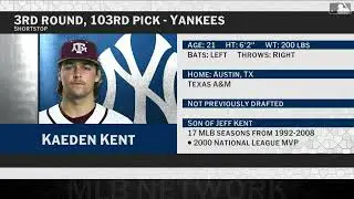 New York Yankees Select Kaeden Kent with No. 103 Pick in 2025 MLB Draft!