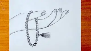 Draw a beautiful hand holding a tasbih || Pencil sketch || Drawing tutorial... 