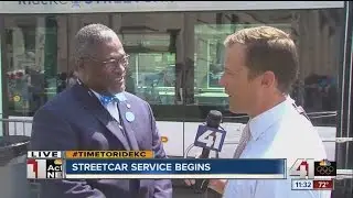 Mayor Sly James talks to Patrick Fazio about the first KC Streetcar ride