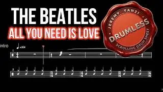 The Beatles - All You Need Is Love - Drumless (with scrolling drum sheet)