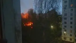 пожар п. Красково 4 мая 2021 в 4.00.