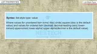List Properties in HTML5