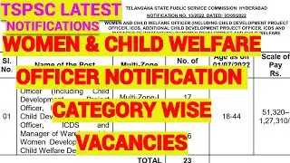 TSPSC WOMEN AND CHILD Welfare Officer POSTS NOTIFICATION-ZONE/CASTE COMMUNITY WISE VACANCIES