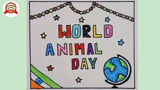 world animal day drawing banner /animal day 2025 /animal day poster /save animal drawing