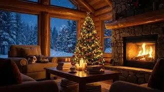 Cozy Christmas Rain on Window with Fireplace & Snow Falling ❄️🎄 | Sleep & Relaxation 10 Hours
