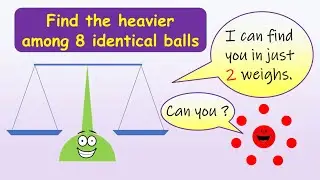 Find the heavier among 8 identical balls in 2 weighs ✌｜math puzzle｜riddle｜brain teaser｜#Shorts