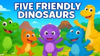 Five Friendly Dinosaurs 🦖| 3D Animated Dinosaur Counting Song for Kids | Nursery Rhymes Kids Song