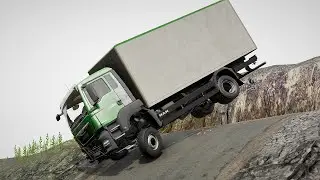 MAN TGS Box Truck Jumping Crashes Offroad