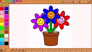 Learn Colors for Kids - Flower Pot Coloring Page