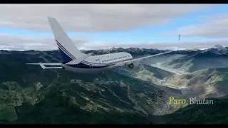 [P3D] Challenging Approaches - Paro, Bhutan VQPR visual approach runway 15