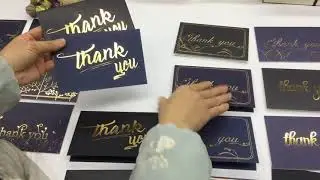100 Pack Gold Foil Black Paper Custom Floral Thank You greeting Cards With Black Envelope