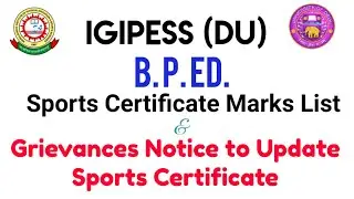 BPEd Sports Certificate Marks List of Qualified Students | IGIPESS - DU | Grievances Notice