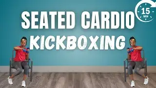 Seated Kickboxing Cardio | 15 Minute Fun Dumbbell Chair Workout