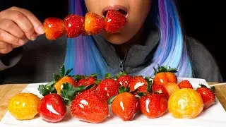 TANGHULU *CANDIED FRUIT* RECIPE | ASMR EATING & CRUNCHY SOUNDS MUKBANG