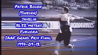 Patrik Boden (Sweden) javelin 86.52 meters Fukuoka IAAF Grand Prix Final 1997-09-13.