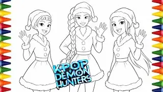 K-POP Girl Group Coloring 🎄✨ | Relaxing Long Coloring Video 🖍️