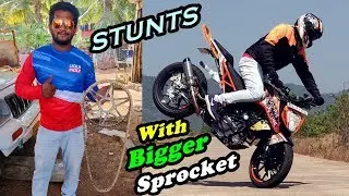 My First Stunt Practice With Bigger Chain Sprocket on Duke 250 #withme
