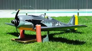 Focke Wulf_FW-190 with Saito FA-200R3 Radial Engine: Final fuel line checks before Maiden Flight