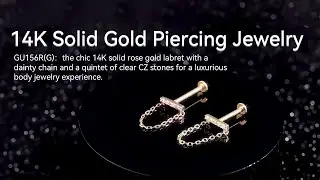 GU156R(G) :14K Solid Gold Piercing Jewelry with Cubic Zirconia#piercingjewelry #14kgold