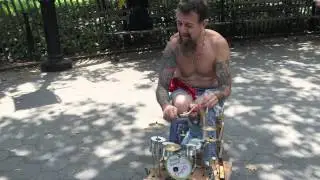 Ricky Syers and puppet Chopsy in Washington Sq. Pk (tequila minsky)