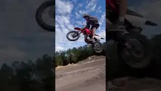 CRF100 HUGE SEND!!😳#sendit #dirtbike #jump #huge #racing #crf100 #xr100 #viralvideo