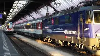 Zúrich HB:  Re 421 Servus, Re 4/4 II Swiss-Express, Twindexx und Kiss S-Bahn Zúrich.