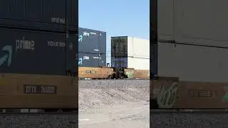 Graffiti Tagged Intermodal Train Racing Through Desert #trainspotting #shorts