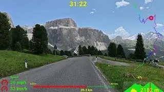 45 minute Virtual Cycling Workout Sella Ronda South Tyrol Italy Garmin 4K Video