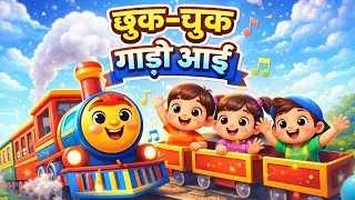 छुक-छुक गाड़ी आई 🚂 | Cute Baby Cartoon Train Song in Hindi | Kids Rhymes