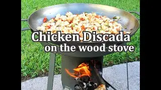 Chicken Discada on Portable Wood Stove