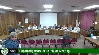 Hopatcong Board of Education Regular Meeting, October 28, 2024