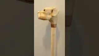 hand carved dog walking stick. #walkingstick #woodworking #diy