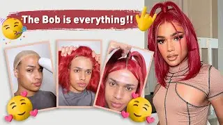 😍 Must Have!! Red Straight 13x4 Lace Front Bob Wig Ft. Upretty Hair
