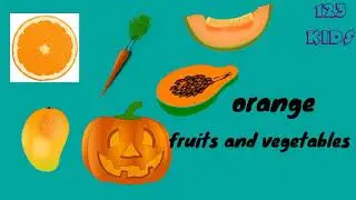 Orange fruits and vegtables for kids 🟧🍊🎃learning colours for kids🟧🍊🎃