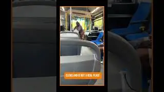 Женщина из Кливленда, Огайо, садится в автобус со старым пружинным блоком