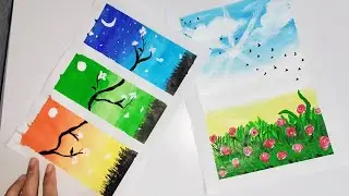 Easy paintings | Acrylic paint on paper | Easy Arts | Scenery