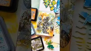Mixed Media Art Journal Page with Distress Ink Background using a Gel Plate