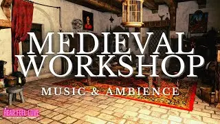 Medieval Workshop Ambience | Relaxing Medieval Sounds & Music - ASMR Fireplace, Horses, Village