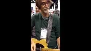 Will McFarlane with his new TMG guitar at Namm 2013 Taylor McGrath Guitars