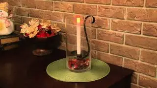 Pacific Accents Sedona Glass Hurricane with Flameless Taper Candle
