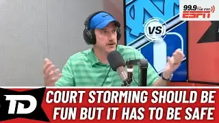 UNC basketball fans storm court against Duke basketball
