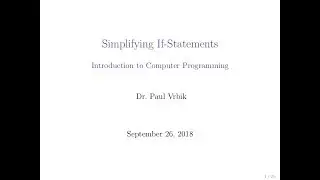 Lecture 8 Section 2 -- If Refactoring