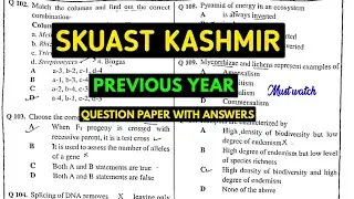 SKUAST KASHMIR UG  | PREVIOUS YEAR PAPER  | PAPER PATTERN | SKUAST UG QUESTION PAPER WITH ANSWERS.
