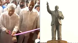 CM KCR and Ambedkar Grandson Prakash Ambedkar Visuals | Unveiling the Statue of Dr. B.R. Ambedkar