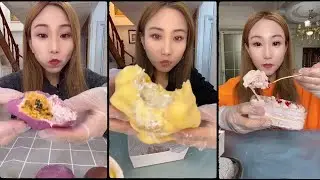ASMR MUKBANG 🧁🍰#mukbang chooclate #美女吃播#cake #asmr#matcha eating#🍫🍪🥯