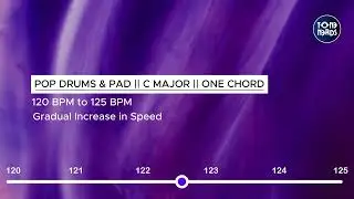 120 BPM to 125 BPM - C Major Pop Drums & Pad Backing Track - Gradual Increase in Speed