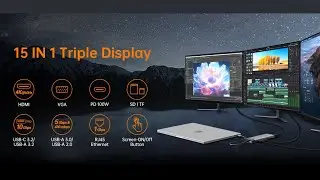 NOVOO 15-in-1 USB C Docking Station for Mac & Windows: Triple Display 10Gbps One-Click Privacy Mode