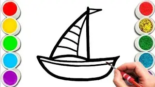 Cute and simple boat drawing using black marker and doms colors, draw and inspire, art hub