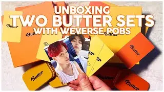 UNBOXING TWO BTS BUTTER SETS (Peaches & Cream Ver.) + weverse preorder benefits | pulling OT7 🧡🥞