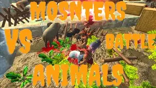 Animal battle fight BEAR Giraffe Rhino Hippo Pig Buffalo Elephant Gorilla vs Dinosaur game